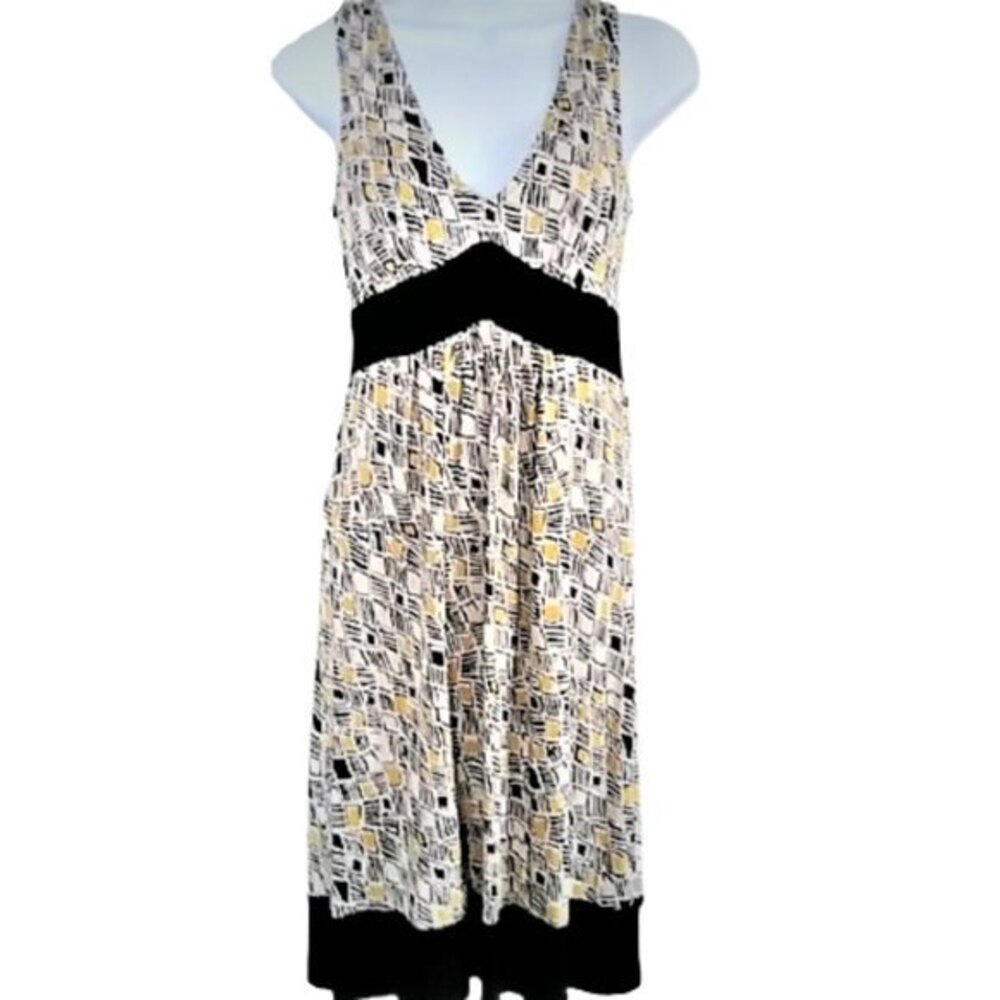 Diane Von Furstenberg Ophelia Silk Dress Size 4 V Neck Geometric Print Midi DVF